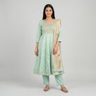 Women's Aqua Embroidered Ethnic Set, एक्वा, small