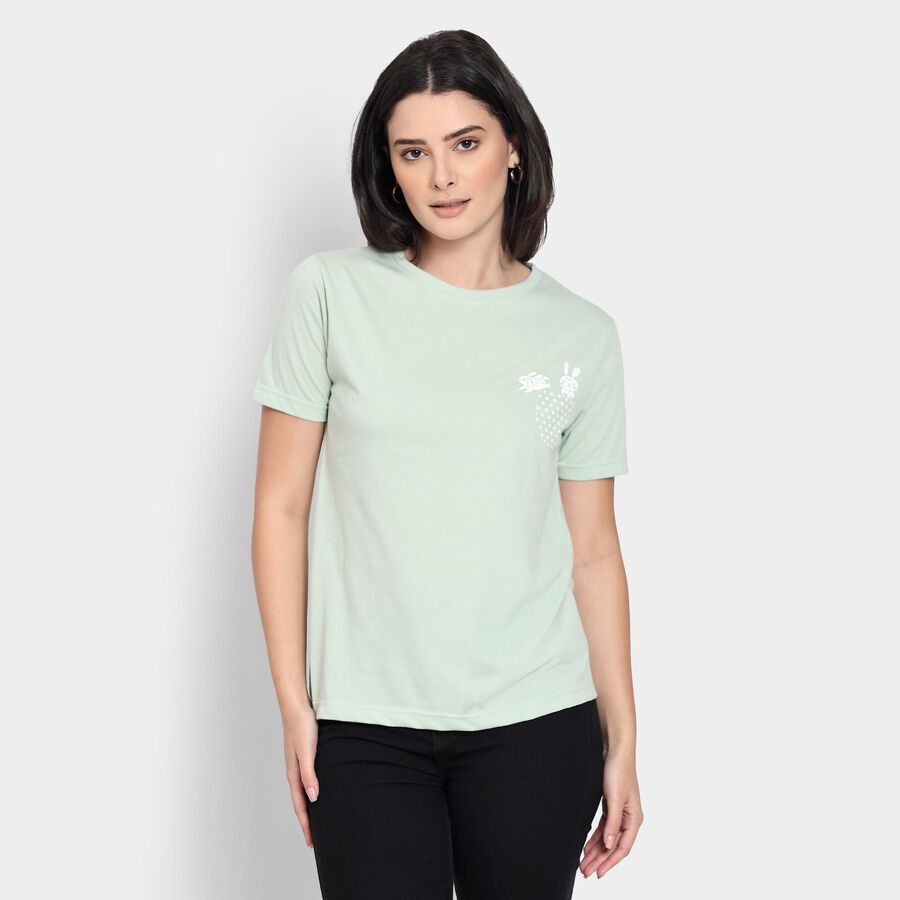 Ladies' Round Neck T-Shirt, Light Green, large image number null