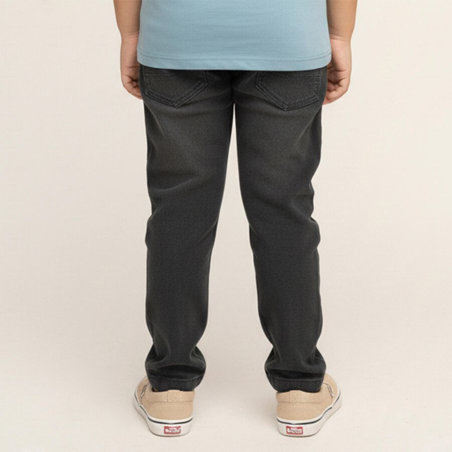 Boys' Faded Black Regular Fit Elasticated Jeans, हल्का ग्रे, large image number null