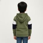 Boys Olive Green Hooded Neck Casual Sweatshirt, Olive, small image number null