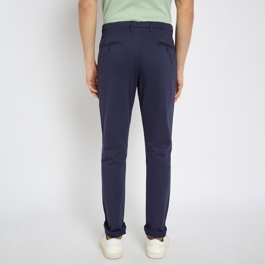 Men's Slim Fit Casual Trousers , Navy Blue, large image number null