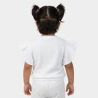 Girls White Round Neck Casual T-Shirt, White, small
