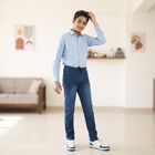 Boys Blue Slim Fit Drawstring Waist Jeans, गहरा नीला, small