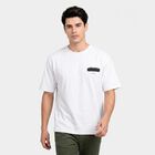 Men's White Cotton Round Neck Regular T-Shirt, White, small