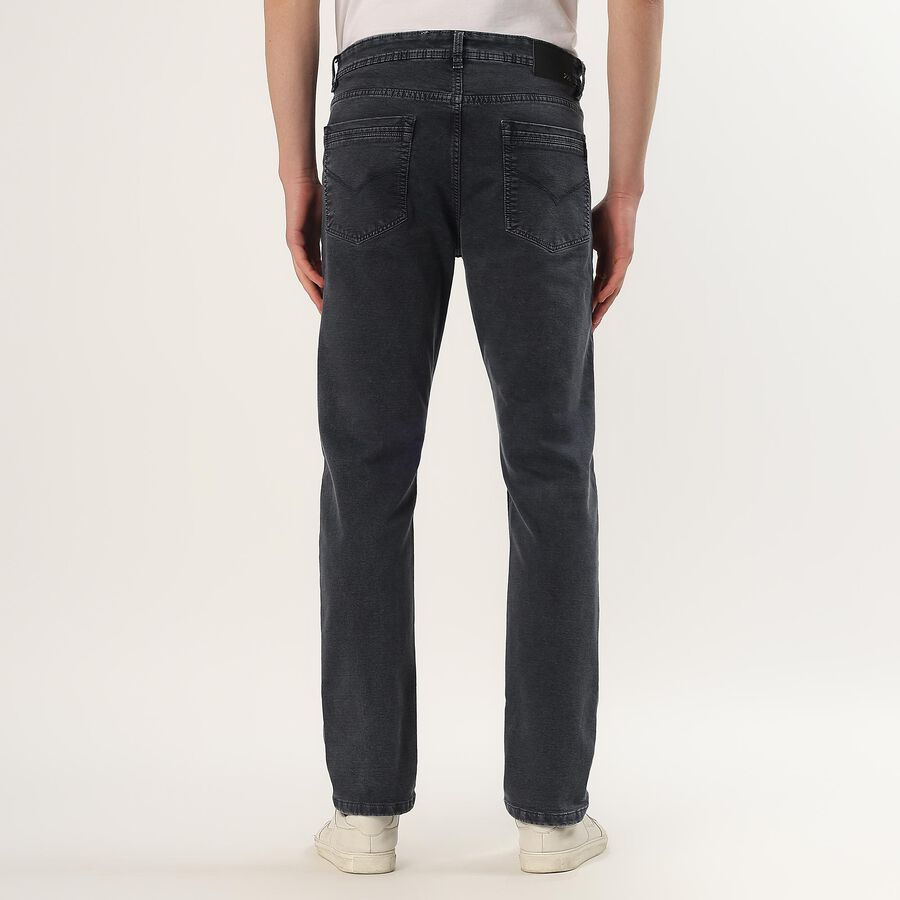Men's Charcoal Black Slim Fit Faded Jeans, Dark Blue, large
