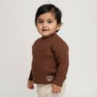Infants' Rich Chocolate Brown Crew Neck Cable Knit Pullover, भूरा, small image number null