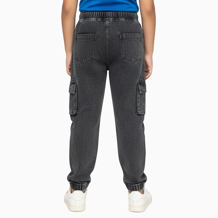 Boys' Charcoal Black Relaxed Fit Cargo Jogger Jeans, Black, large