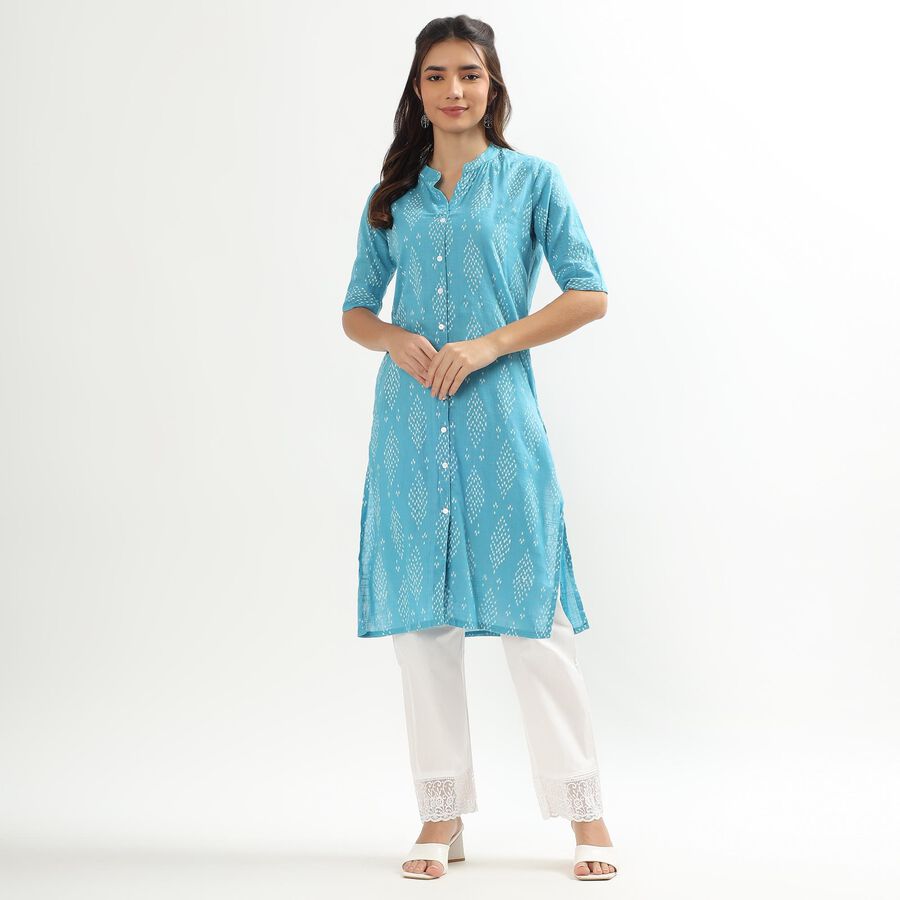 Ladies' 100% Cotton Kurta, Mid Blue, large image number null