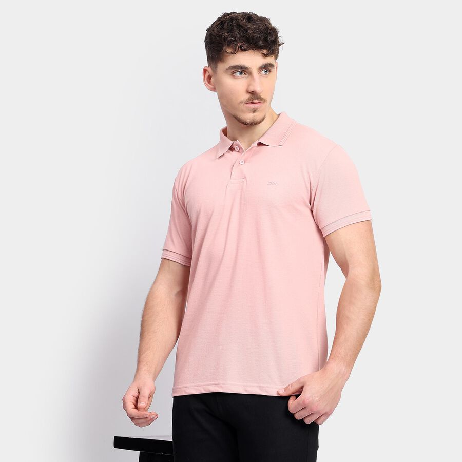Men's Collared Half Sleeves T-Shirt , हल्का गुलाबी, large image number null