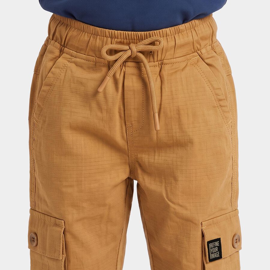 Boys' Tan Regular Fit Cargo Trousers, Khaki, large