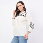 Women's Off-White Cotton Classic Collar Casual Shirt, Off White, small