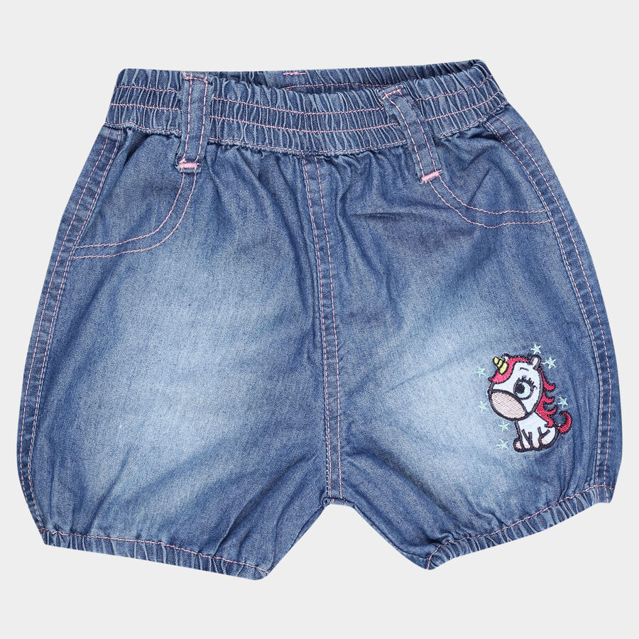 Infants Cotton Solid Half Pant, Light Blue, large image number null