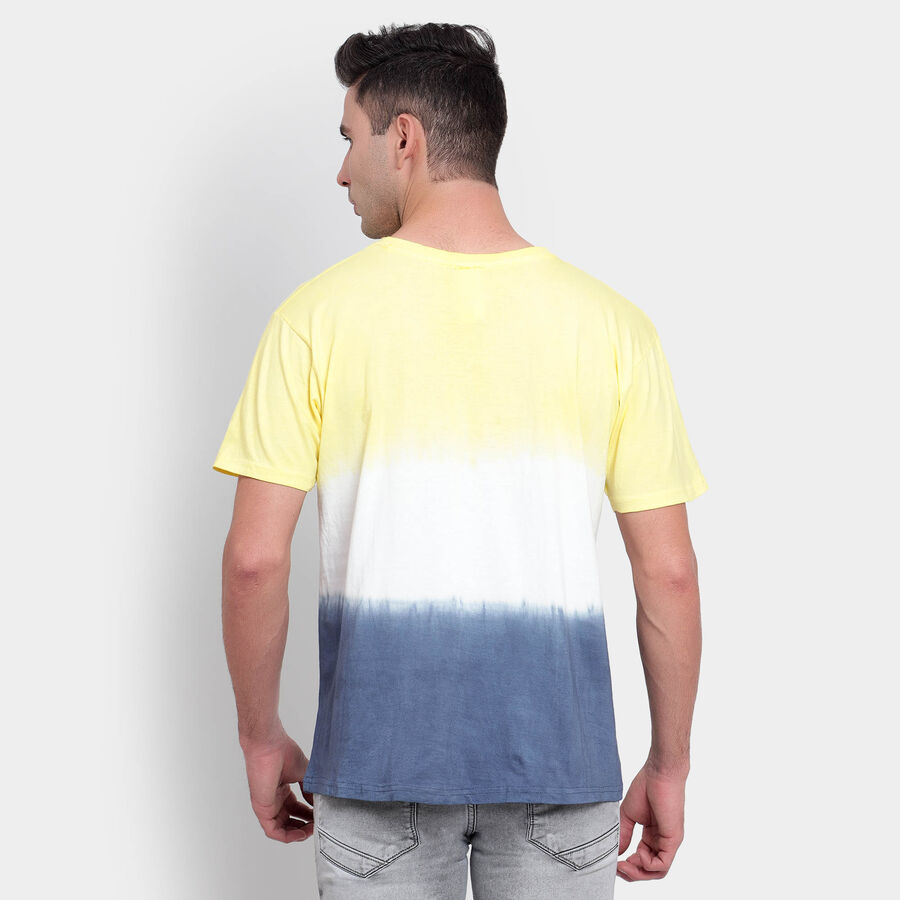 Cotton Overdyed Round Neck T-Shirt, Yellow, large image number null