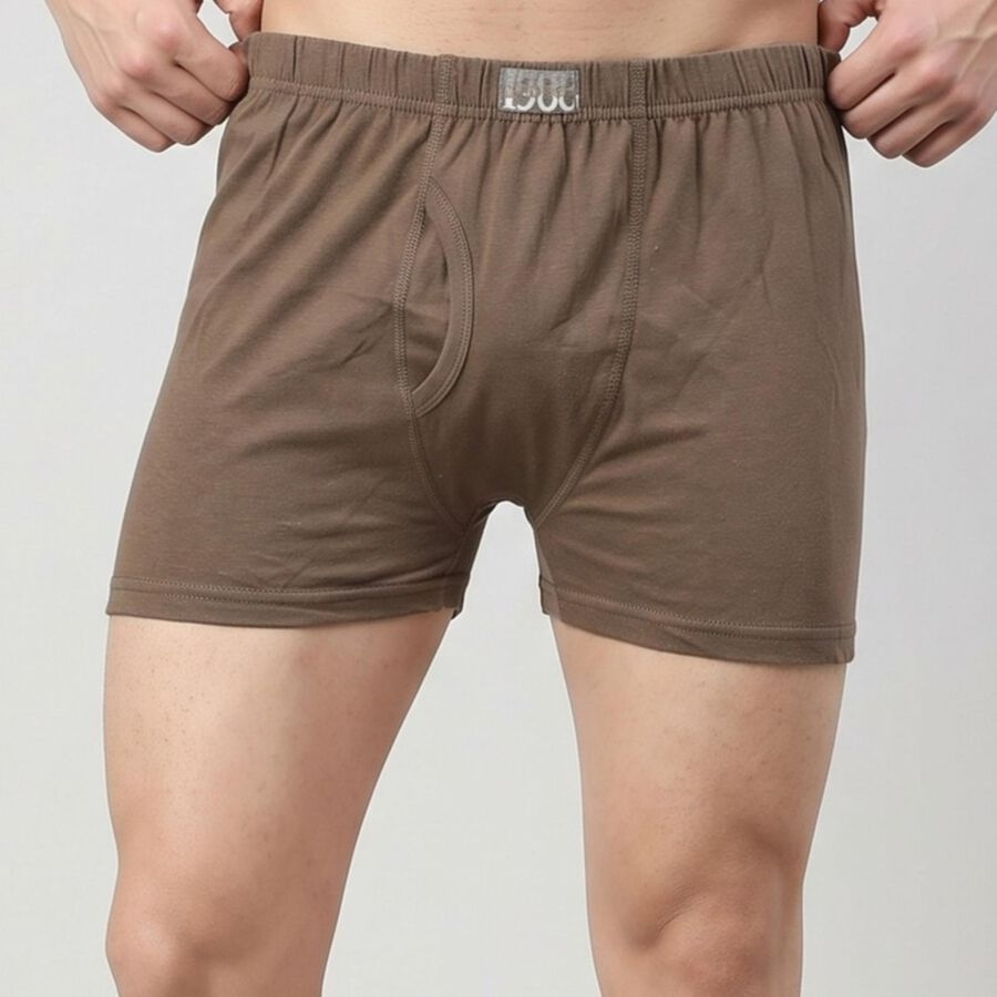 Men's Beige Regular Fit Trunks, गहरा पीला, large