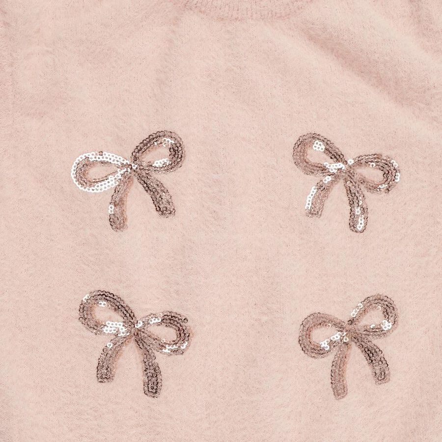 Girls Light Pink Round Neck Casual Pullover, हल्का गुलाबी, large image number null