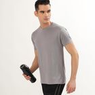 Men's Muted Grey Crew Neck Athleisure T-Shirt, Dark Grey, small image number null
