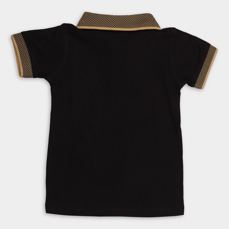 Boys' 100% Cotton Half Sleeves T-Shirt, काला, large image number null