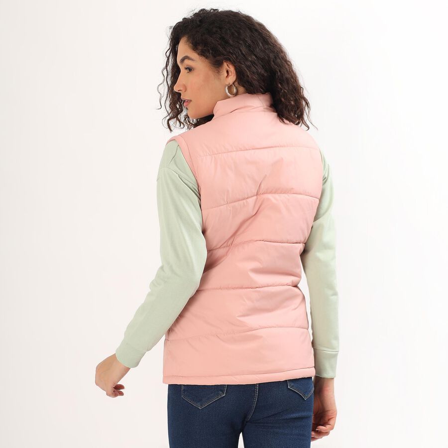 Women's Soft Pink High Neck Casual Jacket, Light Pink, large image number null