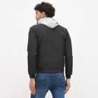 Men's Jet Black Hooded Casual Jacket, काला, small image number null