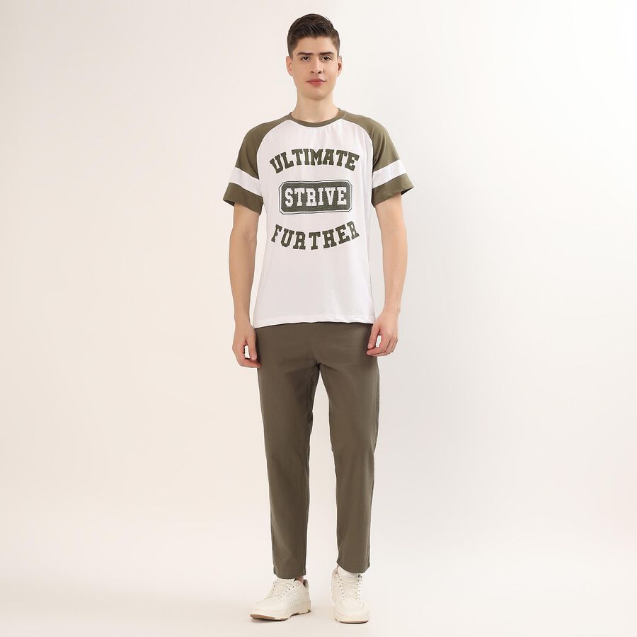 Men's Olive Slim Fit Five-Pocket Casual Trousers, ओलिव, large