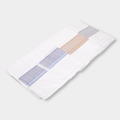 Men's Bright White Striped Pack of 3 Handkerchief