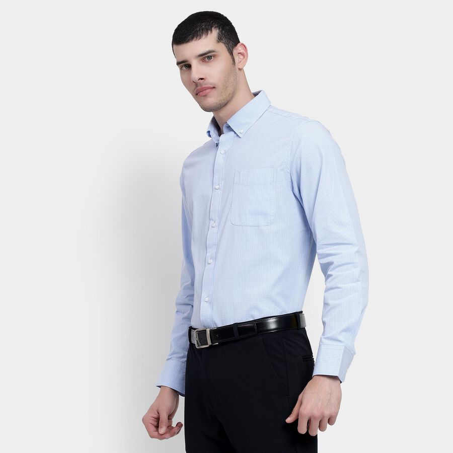 Men's Light Powder Blue Cotton Regular Collar Formal Shirt, हल्का नीला, large image number null