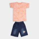Boys' 100% Cotton Woven Baba Suit, Coral, small