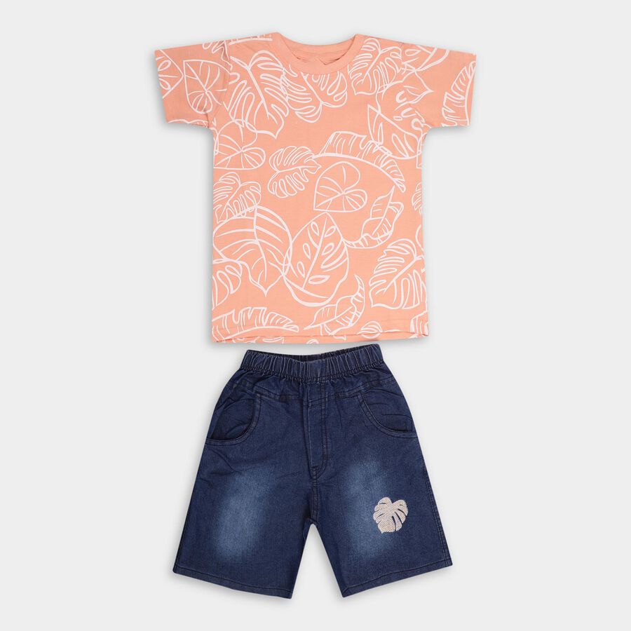 Boys' 100% Cotton Woven Baba Suit, Coral, large