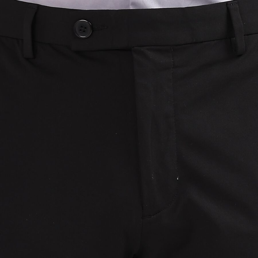 Men's Slim Fit Casual Trousers, काला, large image number null