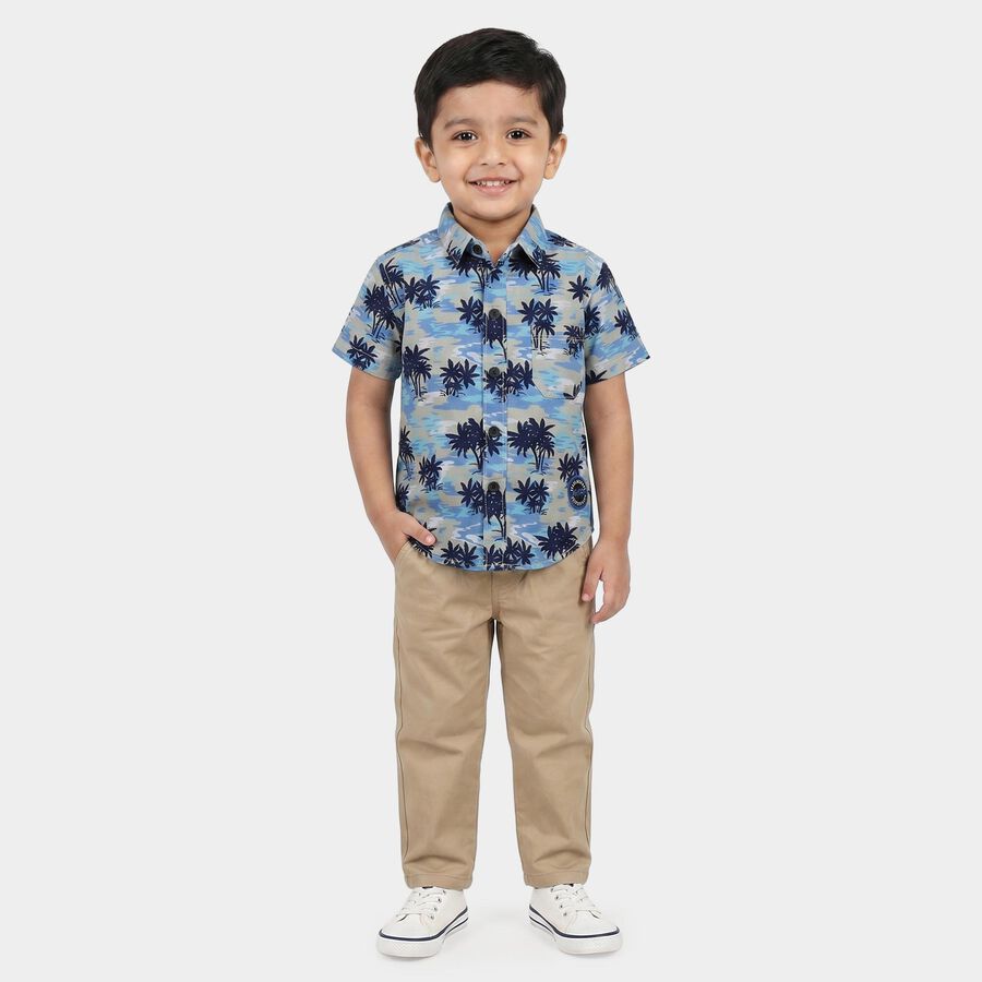 Boys Light Blue Cotton Regular Fit Casual Shirt, हल्का नीला, large