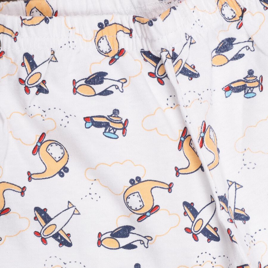 Infant Boys' Peach Cotton Boat Neck Graphic Baba Suit, Peach, large image number null