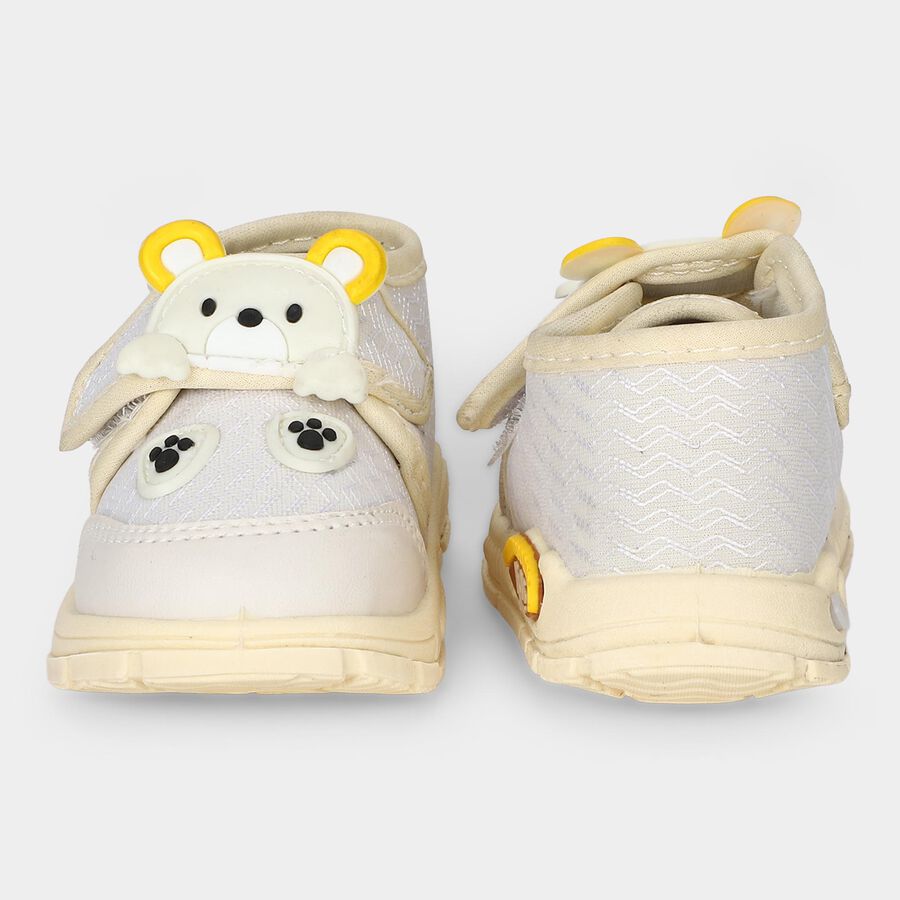 Boys' Beige Velcro Sneakers, गहरा पीला, large
