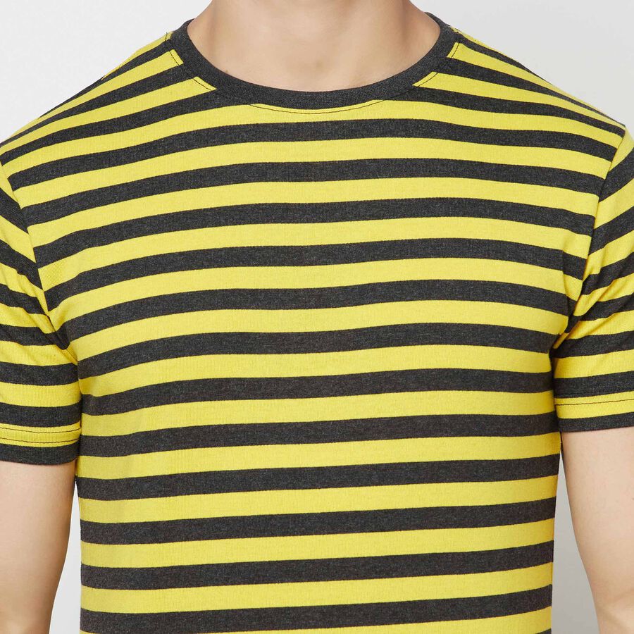 Stripes Round Neck T-Shirt, Yellow, large image number null