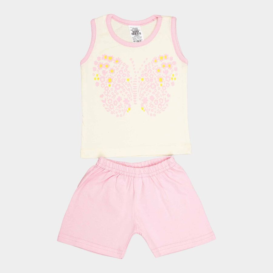 Infants Cotton Shorts Set, Yellow, large image number null