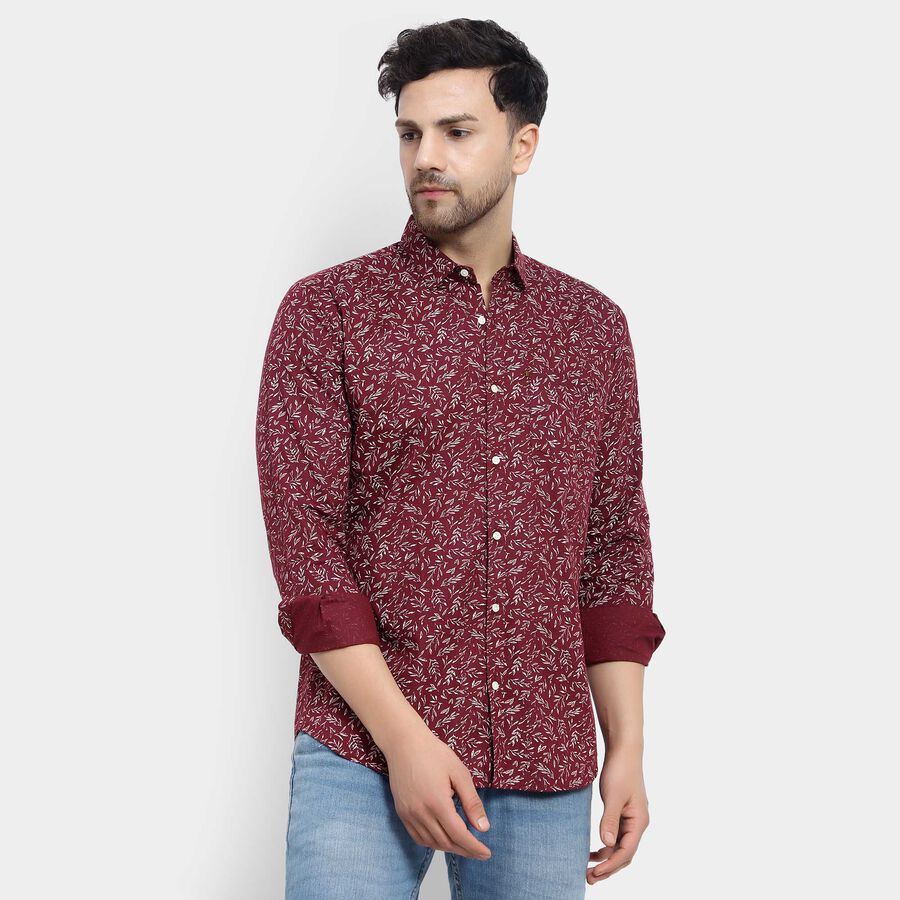 Cotton Printed Casual Shirt, Maroon, large image number null