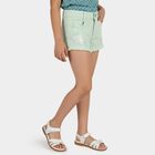 Girls' Light Green Regular Fit Casual Shorts, हल्का हरा, small