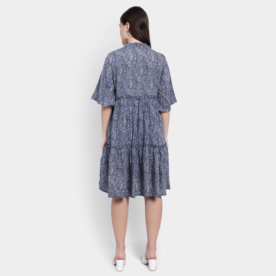 All Over Print A Line Dress, मध्यम नीला, large image number null