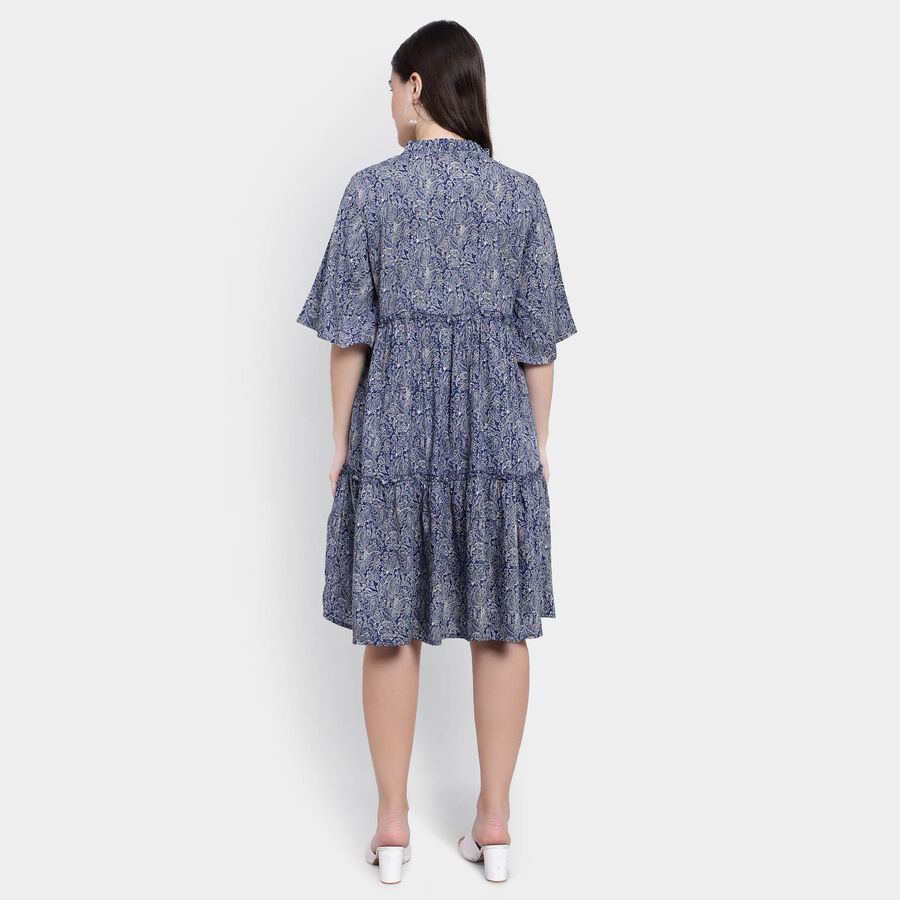 All Over Print A Line Dress, Mid Blue, large image number null