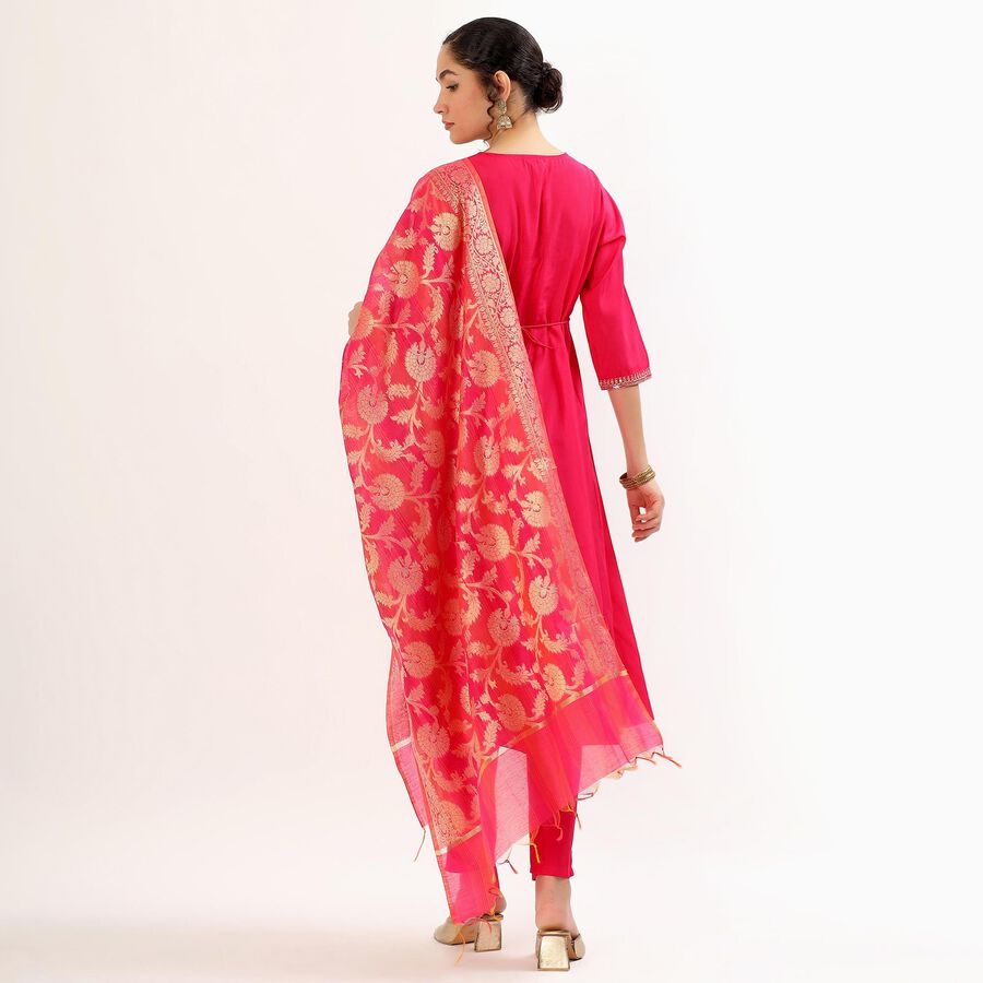 Women's Bright Raspberry Pink Embroidered Ethnic Set, Fuchsia, large image number null
