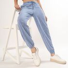 Women's Washed Blue Jogger Fit Cargo Track Pants, Light Blue, small image number null