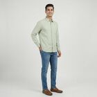 Men's Blue Cotton Casual Shirt, एक्वा, small