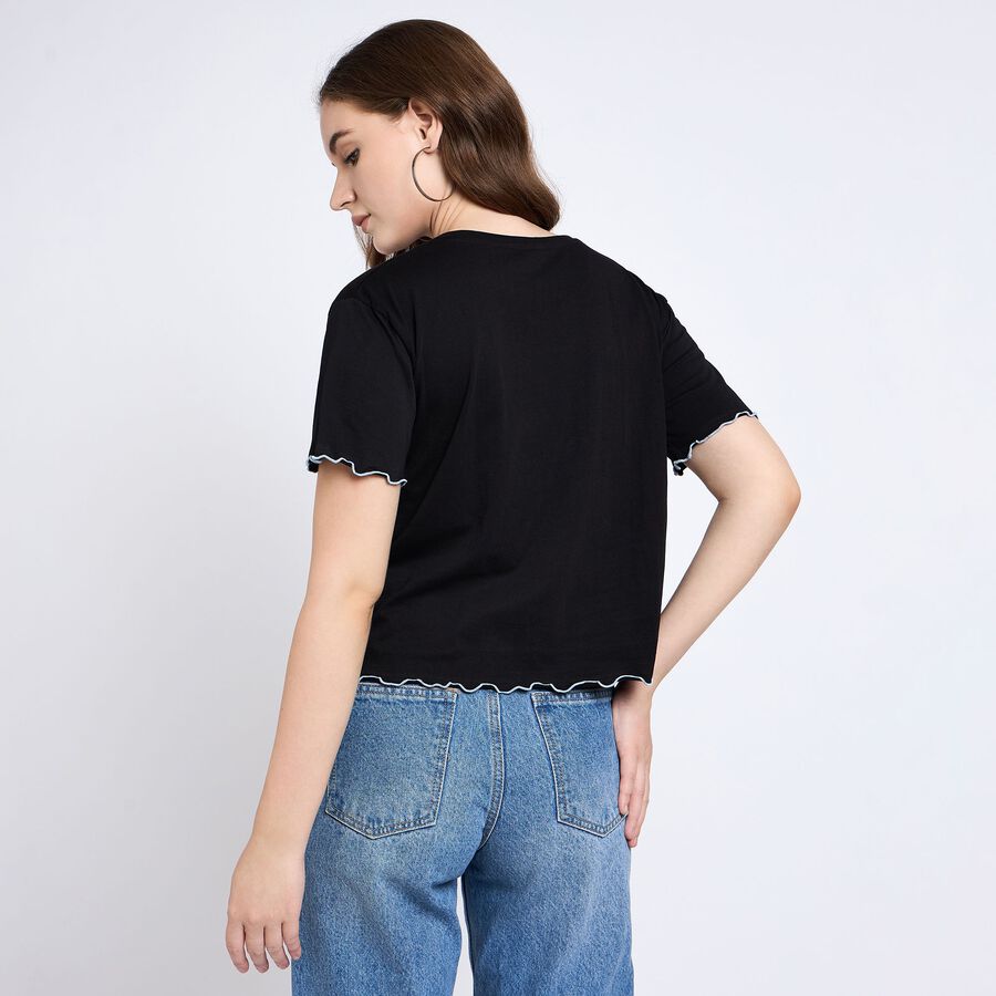Ladies' 100% Cotton Crop  Top, Black, large image number null