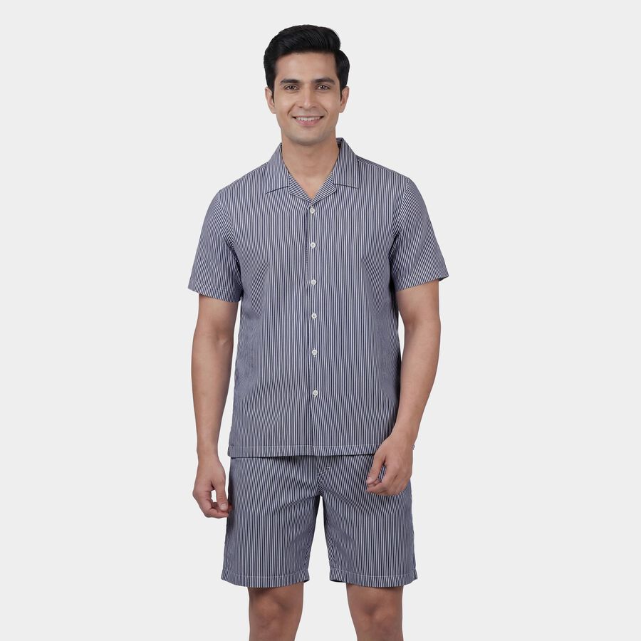 Men's Co-ord Set, मध्यम नीला, large