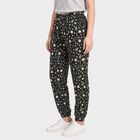 Women's Black Relaxed Fit Printed Harem Pants, काला, small