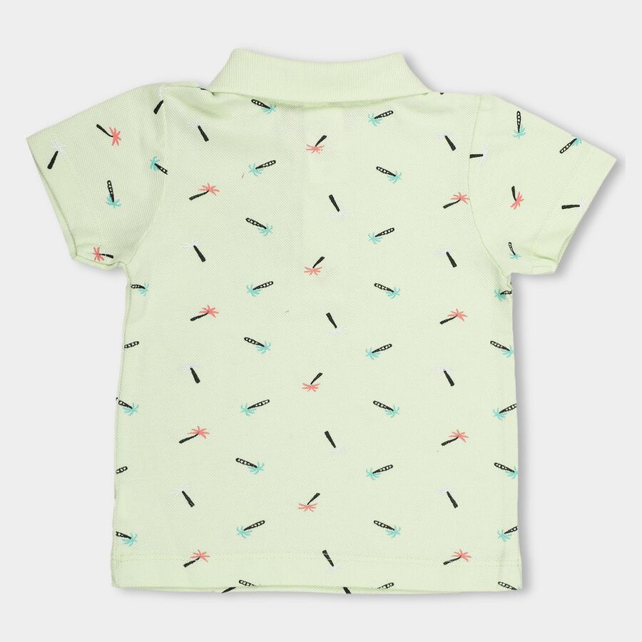 Infants' Light Sage Green Polo Neck Casual T-Shirt, हल्का हरा, large image number null