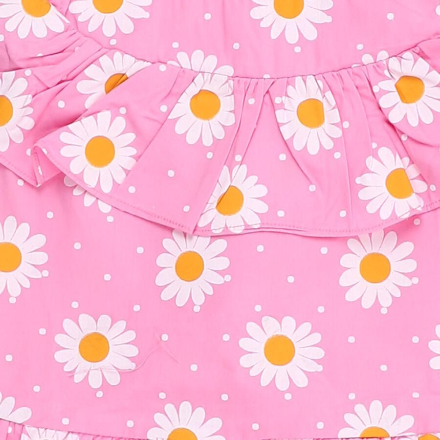 Girls' 100% Cotton Frock, गुलाबी, large image number null