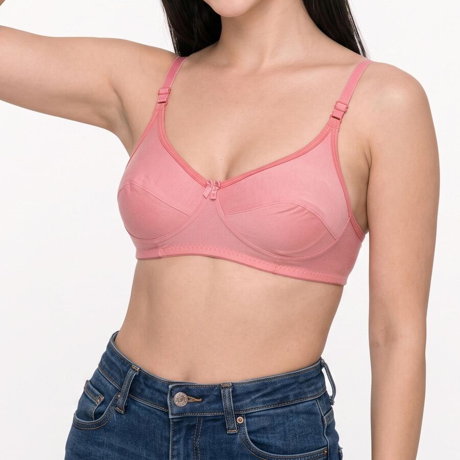 Women's Lilac 100% Cotton V-Neck Bralette Bra, लाइलेक, large