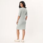 Women's Green Crew Neck Pleated Dress, Light Green, small