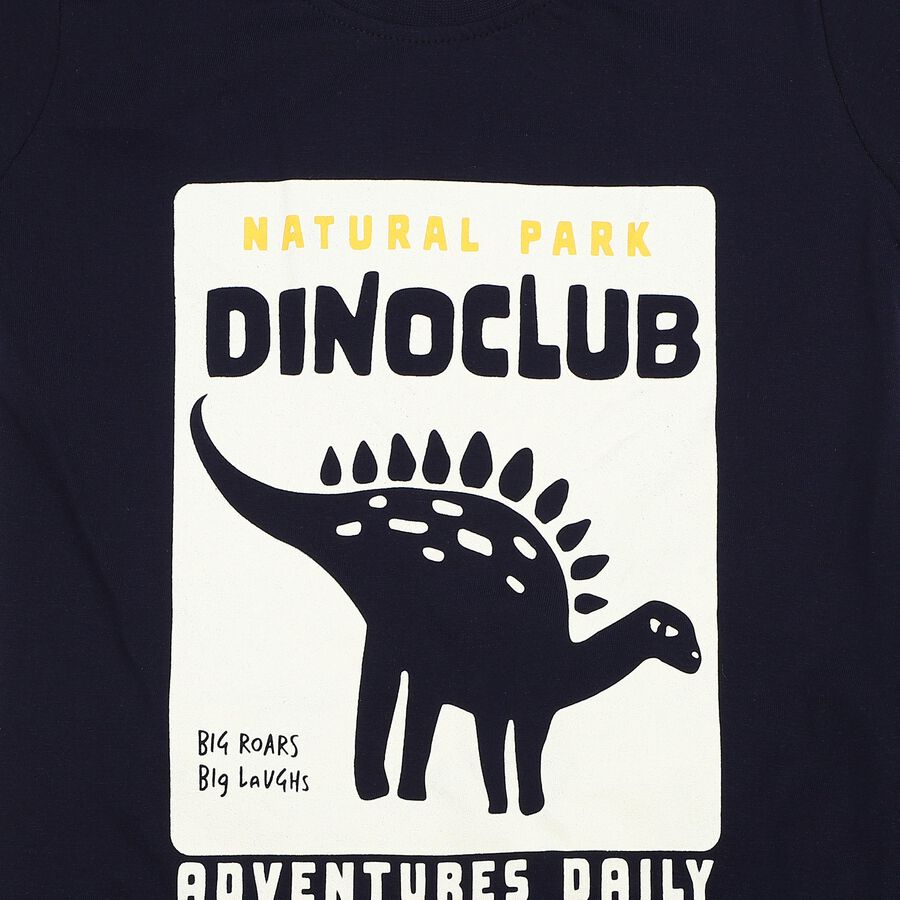 Boys Navy Blue 100% Cotton Crew Neck Graphic Print Baba Suit, नेवी ब्लू, large