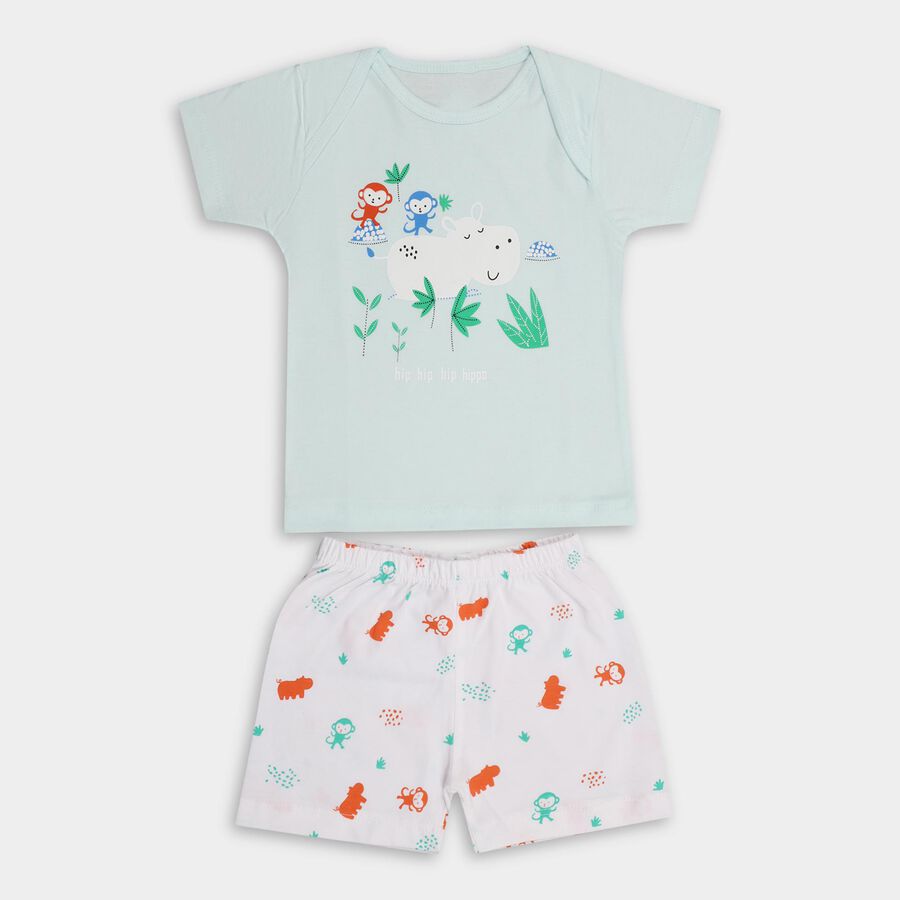Infant Boys' 100% Cotton Baba Suit, Aqua, large image number null